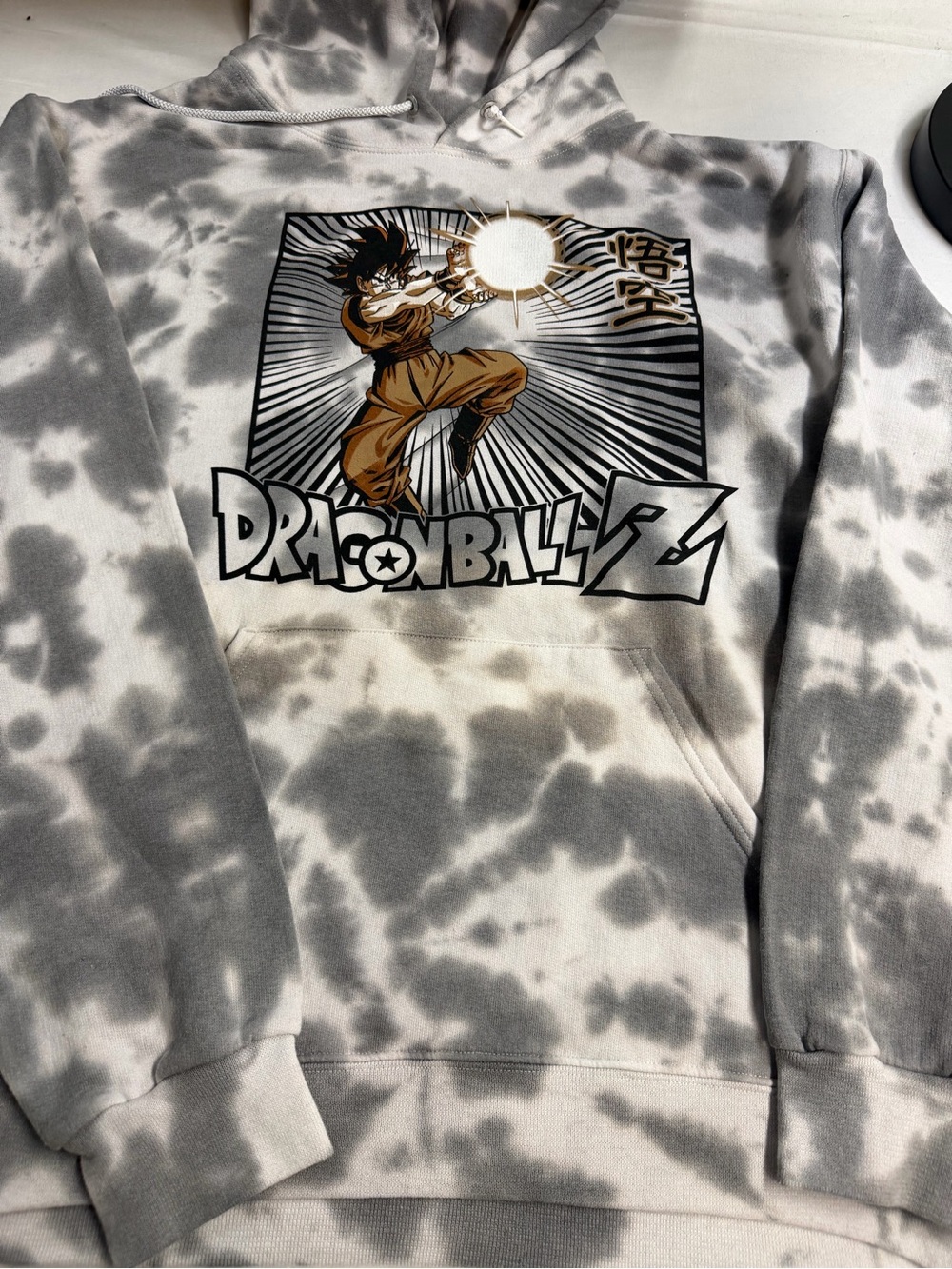 Dragon Ball Z Tie-Dye Gray Graphic Hoodie - Men's Sweater